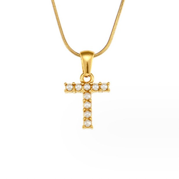 Collar con Charm de Perla en Letra