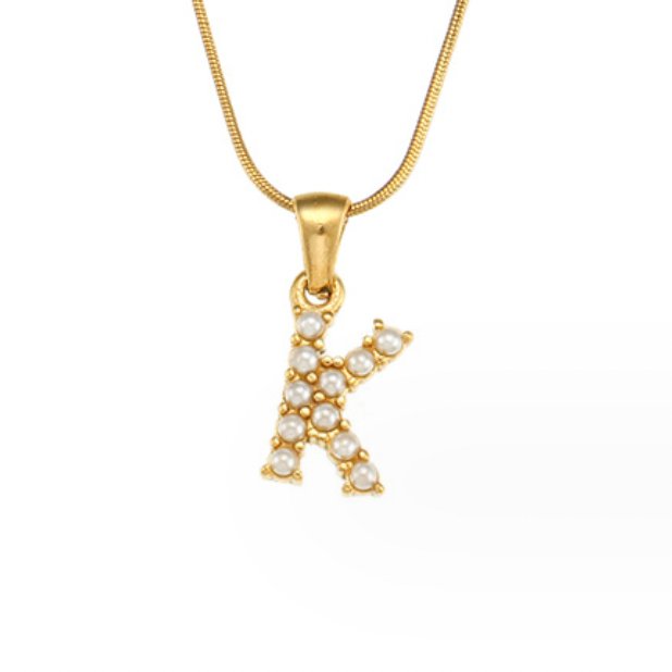 Collar con Charm de Perla en Letra