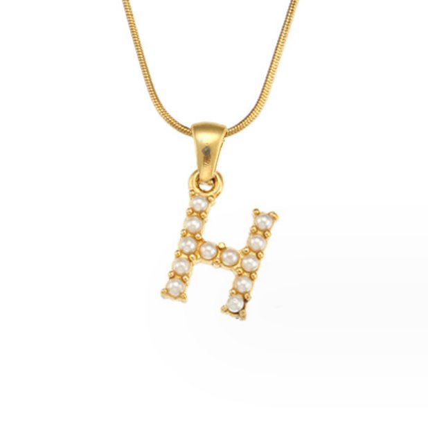 Collar con Charm de Perla en Letra