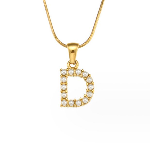 Collar con Charm de Perla en Letra