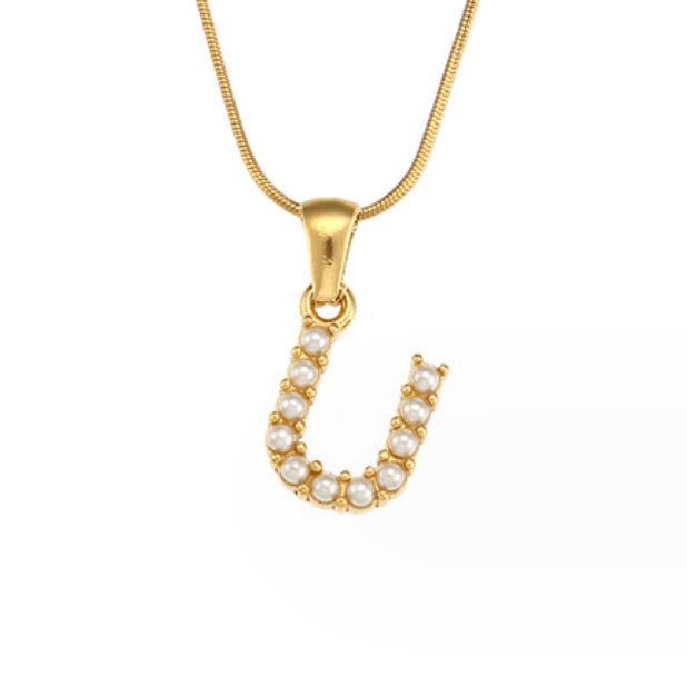 Collar con Charm de Perla en Letra