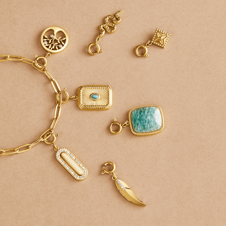 Charm de Hoja de Trébol de Oro de la Suerte