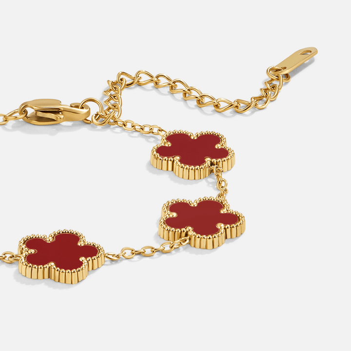 Pulsera de Hoja de Trébol Rojo de la Suerte