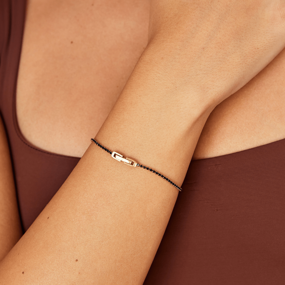 Pulsera de Cristal Negra Medianoche