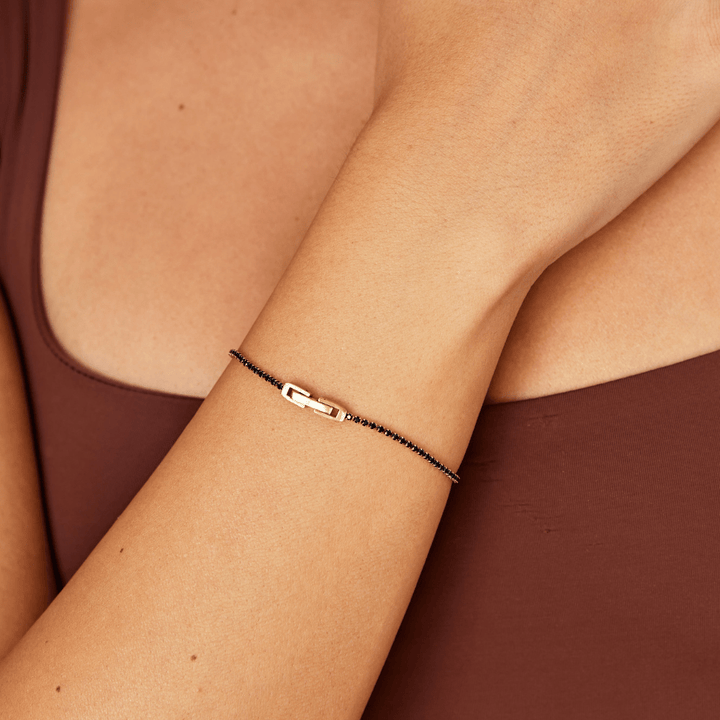 Pulsera de Cristal Negra Medianoche