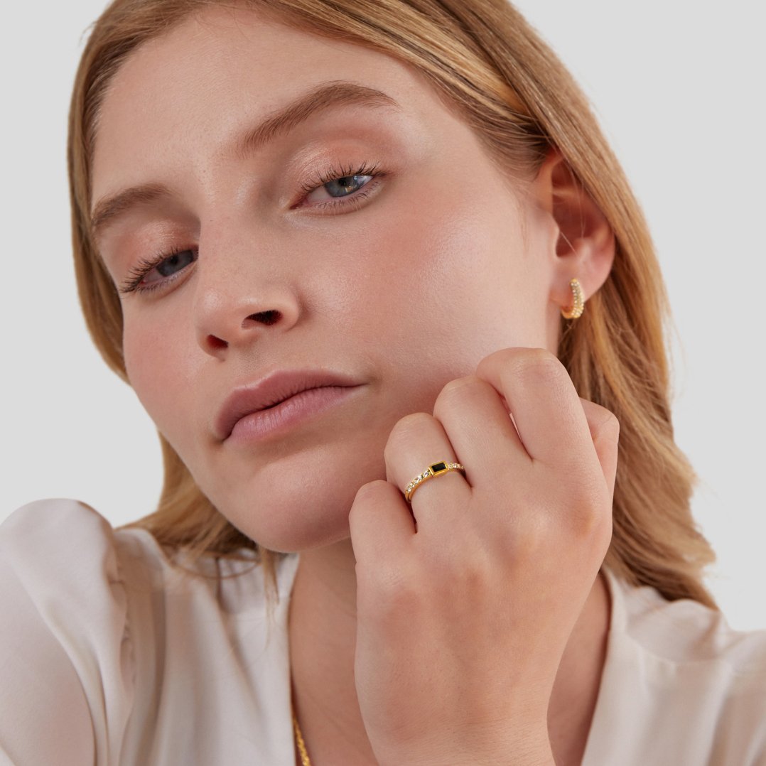 Anillo de Cristal Negro Onyx