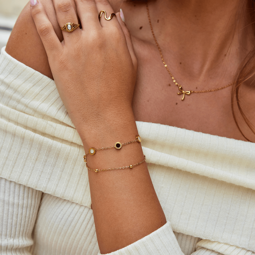 Pulsera de Onyx y Piedra Blanca