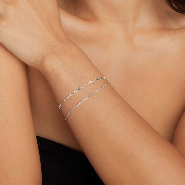 Pulsera Apilada de Plata Pia