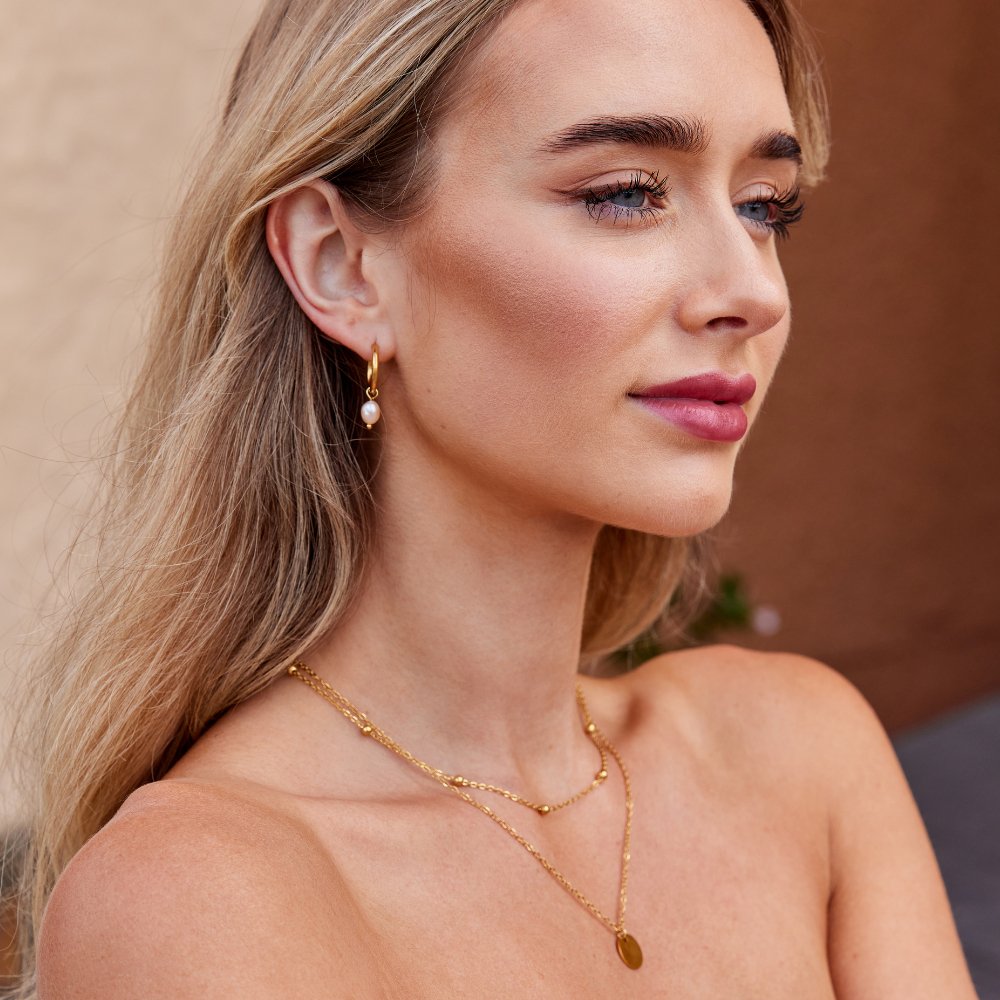 Pendientes de Aro Bella con Perlas de Agua Dulce Rosa