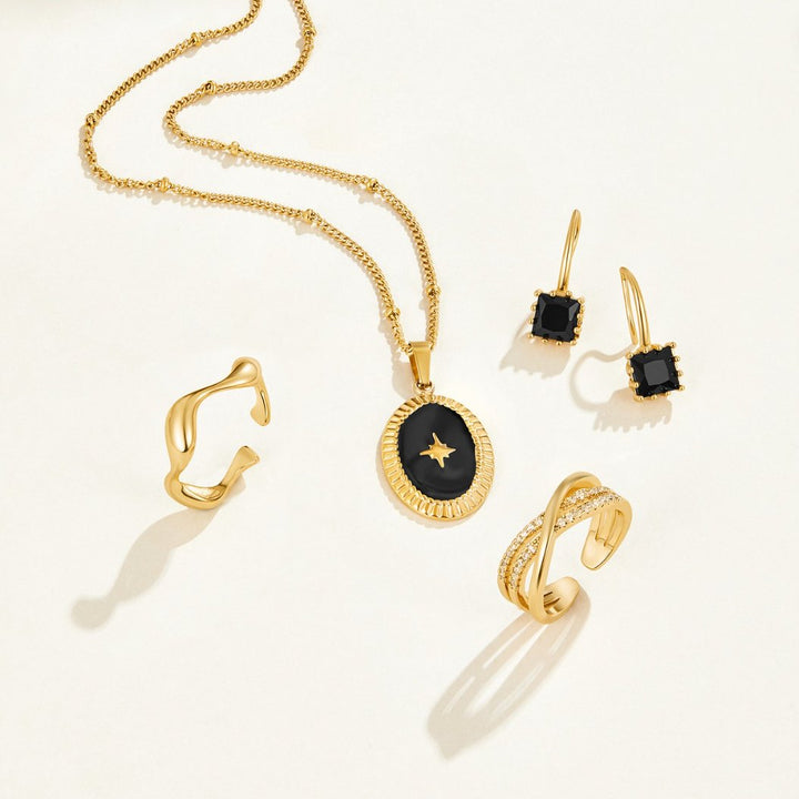 Pendientes Colgantes de Cristal Negro Piper