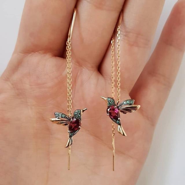 Pendientes de Esmalte y Circonita Colibri
