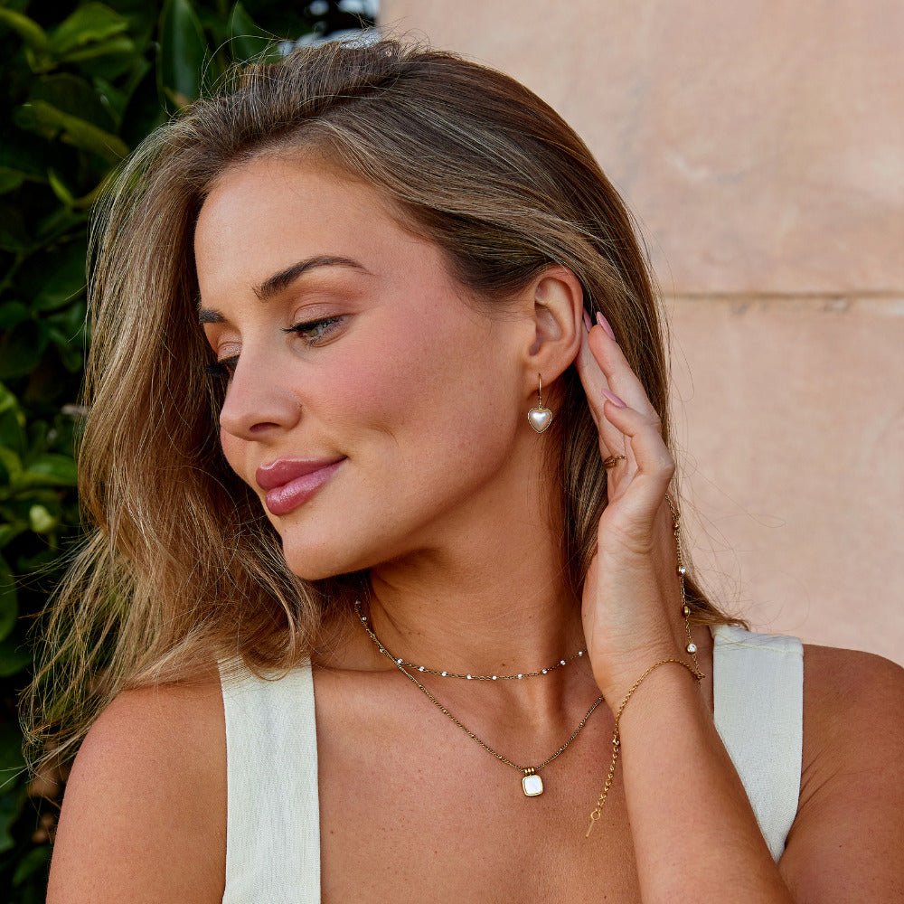 Pendientes de Aro de Perla 'Corazón Puro'