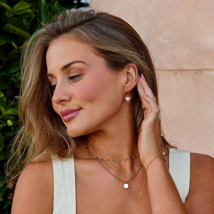 Pendientes de Aro de Perla 'Corazón Puro'