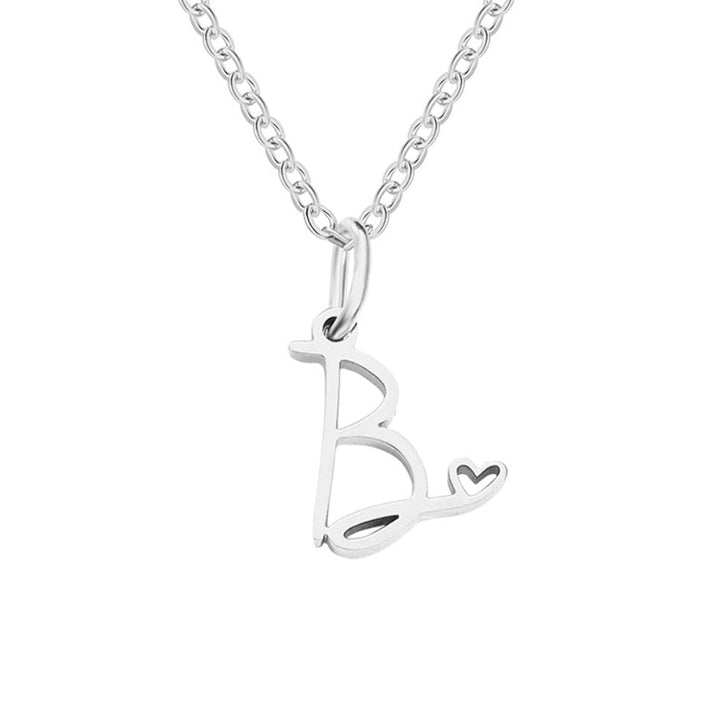 Collar de Corazón con Letra de Plata