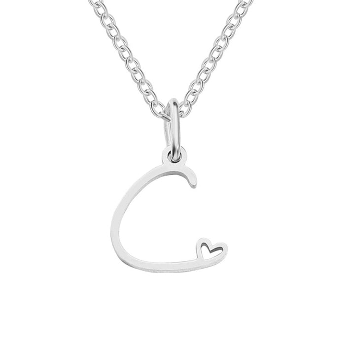 Collar de Corazón con Letra de Plata