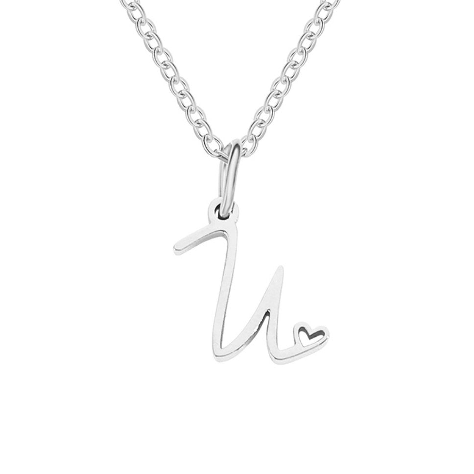 Collar de Corazón con Letra de Plata
