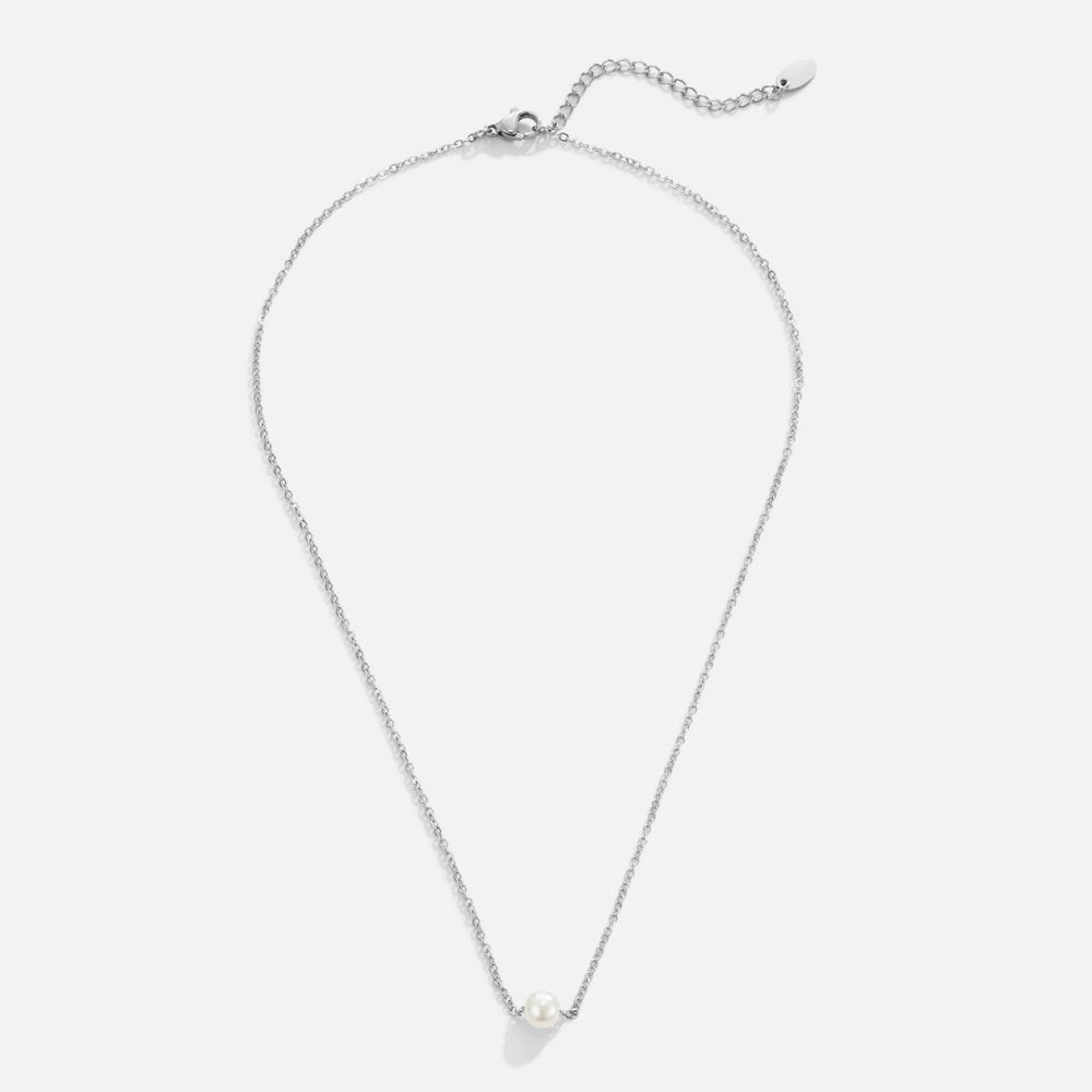 Collar de Perlas de Plata Solitaire