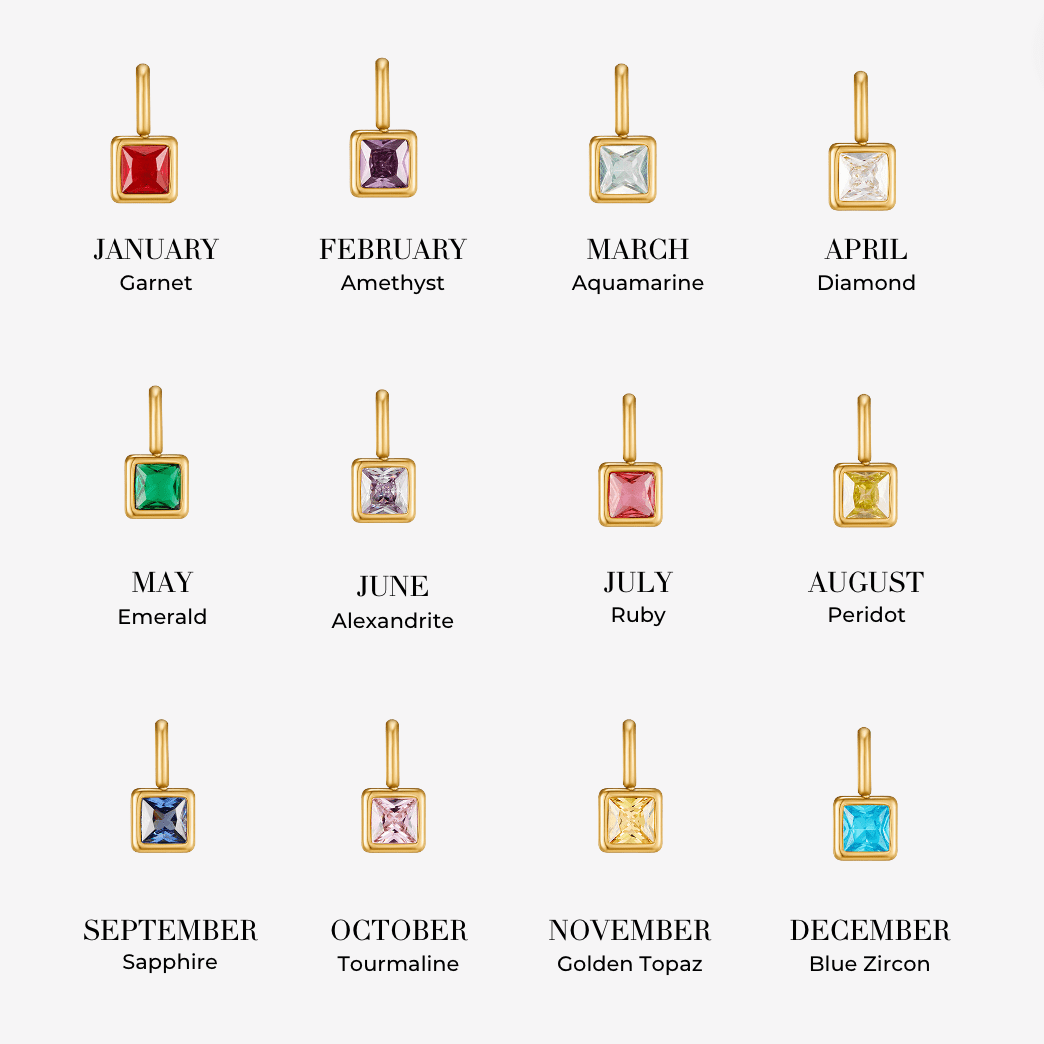 Collar con Colgante Cuadrado de Piedra de Nacimiento