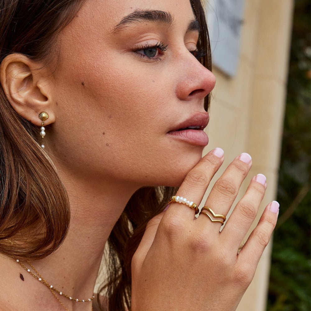 Anillo de Perla de Agua Dulce Clásico Retorcido