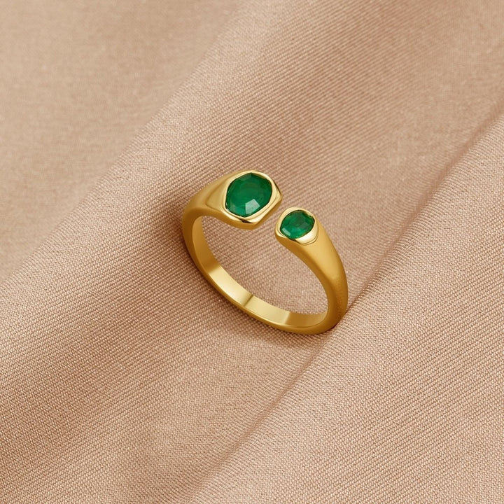 Anillo Envoltura de Esmeralda Verde Vintage
