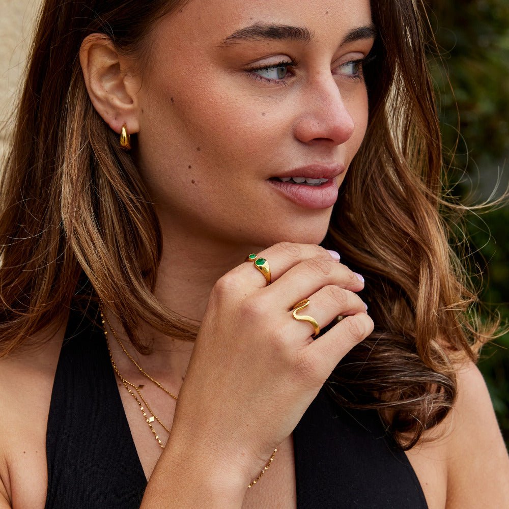 Anillo Envoltura de Esmeralda Verde Vintage