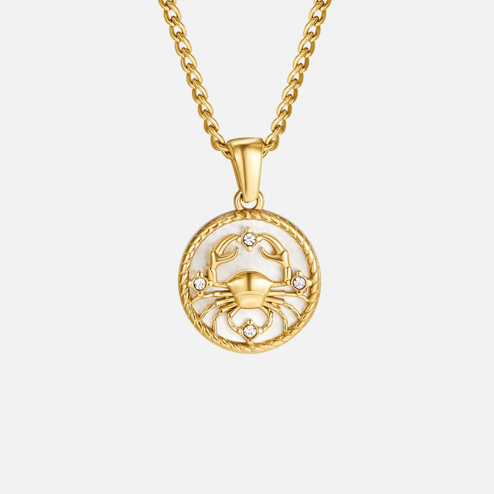 Collar de Moneda del Zodiaco con Concha Blanca