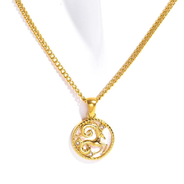 Collar de Moneda del Zodiaco con Concha Blanca